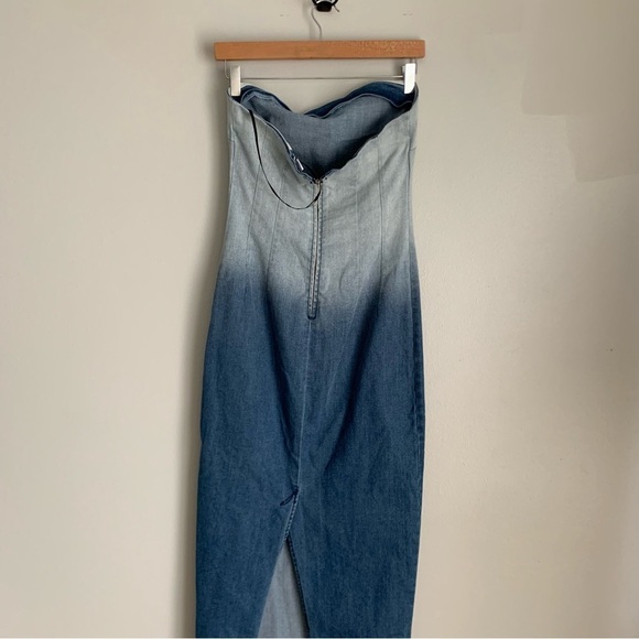 F21 womens denim ombré tube maxi dress blue size medium - Picture 5 of 8